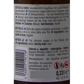 Bitter 42 - Rittmayer - Bottiglia da 33 cl